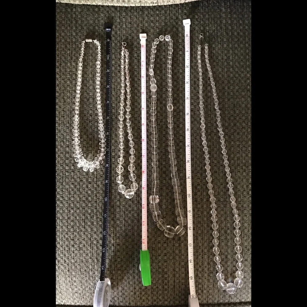 Suite of Four Antique Vintage Rock Crystal Varied Layering Necklaces